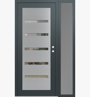 Diamond C7 50" x 80" anthracite/anthracite clear Glass Panel stainless steel LHI with Sidelite frosted Glass