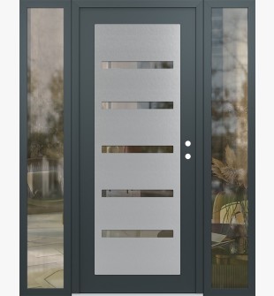 Diamond C7 64" x 80" anthracite/anthracite clear Glass Panel stainless steel LHI with 2 Sidelites clear Glass
