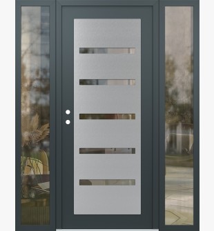 Diamond C7 68" x 80" anthracite/anthracite clear Glass Panel stainless steel RHI with 2 Sidelites clear Glass