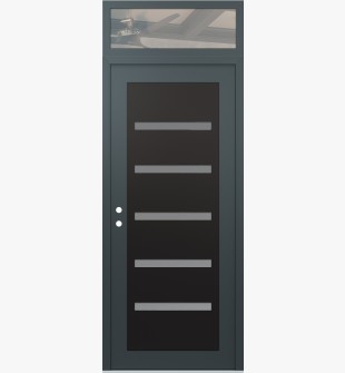 Diamond C7 36" x 96" anthracite/anthracite frosted Glass Panel black RHI with Transom clear Glass