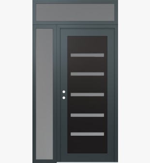 Diamond C7 48" x 96" anthracite/anthracite frosted Glass Panel black RHI with Sidelite and Transom frosted Glass