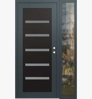 Diamond C7 48" x 80" anthracite/anthracite frosted Glass Panel black LHI with Sidelite clear Glass