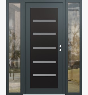 Diamond C7 68" x 80" anthracite/anthracite frosted Glass Panel black LHI with 2 Sidelites clear Glass