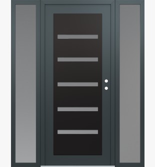 Diamond C7 68" x 80" anthracite/anthracite frosted Glass Panel black LHI with 2 Sidelites frosted Glass