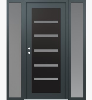 Diamond C7 68" x 80" anthracite/anthracite frosted Glass Panel black RHI with 2 Sidelites frosted Glass