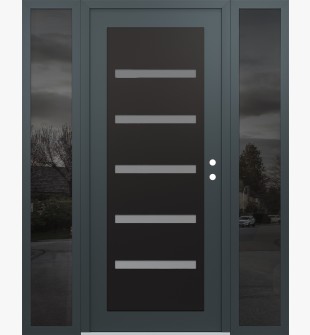 Diamond C7 68" x 80" anthracite/anthracite frosted Glass Panel black LHI with 2 Sidelites mirrored Glass