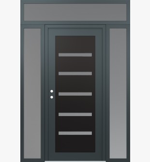 Diamond C7 68" x 96" anthracite/anthracite frosted Glass Panel black RHI with 2 Sidelites and Transom frosted Glass