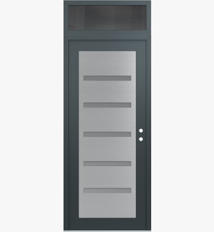 Diamond C7 36" x 96" anthracite/anthracite frosted Glass Panel stainless steel LHI with Transom mirrored Glass