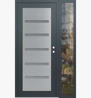 Diamond C7 48" x 80" anthracite/anthracite frosted Glass Panel stainless steel LHI with Sidelite clear Glass