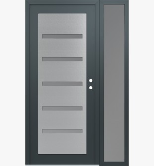 Diamond C7 52" x 80" anthracite/anthracite frosted Glass Panel stainless steel LHI with Sidelite frosted Glass