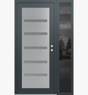 Diamond C7 52" x 80" anthracite/anthracite frosted Glass Panel stainless steel LHI with Sidelite mirrored Glass
