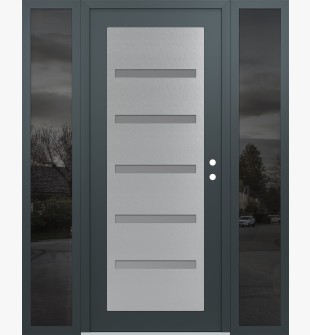 Diamond C7 64" x 80" anthracite/anthracite frosted Glass Panel stainless steel LHI with 2 Sidelites mirrored Glass