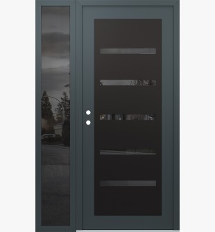 Diamond C7 50" x 80" anthracite/anthracite mirrored Glass Panel black RHI with Sidelite mirrored Glass