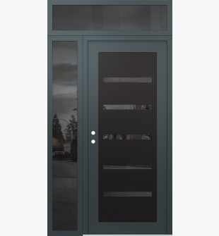 Diamond C7 48" x 96" anthracite/anthracite mirrored Glass Panel black RHI with Sidelite and Transom mirrored Glass