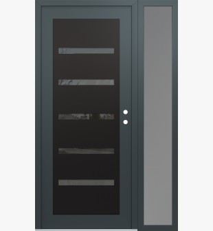 Diamond C7 50" x 80" anthracite/anthracite mirrored Glass Panel black LHI with Sidelite frosted Glass