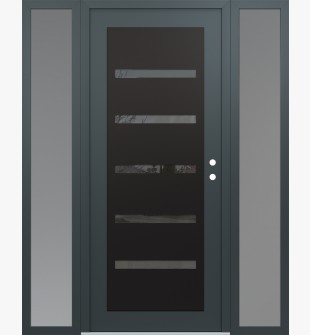 Diamond C7 60" x 80" anthracite/anthracite mirrored Glass Panel black LHI with 2 Sidelites frosted Glass