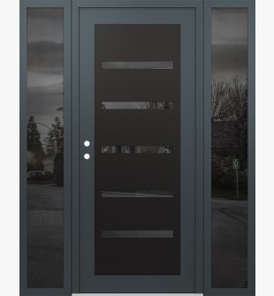 Diamond C7 68" x 80" anthracite/anthracite mirrored Glass Panel black RHI with 2 Sidelites mirrored Glass