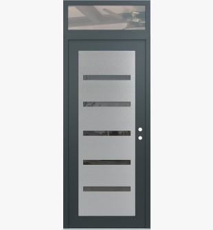 Diamond C7 36" x 96" anthracite/anthracite mirrored Glass Panel stainless steel LHI with Transom clear Glass