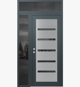 Diamond C7 52" x 96" anthracite/anthracite mirrored Glass Panel stainless steel RHI with Sidelite and Transom mirrored Glass