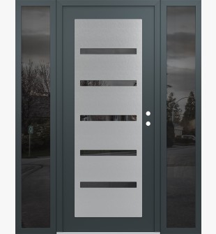 Diamond C7 68" x 80" anthracite/anthracite mirrored Glass Panel stainless steel LHI with 2 Sidelites mirrored Glass