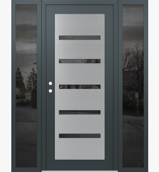 Diamond C7 60" x 80" anthracite/anthracite mirrored Glass Panel stainless steel RHI with 2 Sidelites mirrored Glass