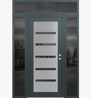 Diamond C7 60" x 96" anthracite/anthracite mirrored Glass Panel stainless steel LHI with 2 Sidelites and Transom mirrored Glass