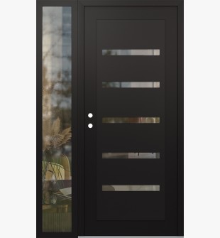 Diamond C7 50" x 80" black/black clear Glass Panel black RHI with Sidelite clear Glass