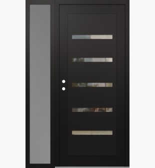 Diamond C7 48" x 80" black/black clear Glass Panel black RHI with Sidelite frosted Glass
