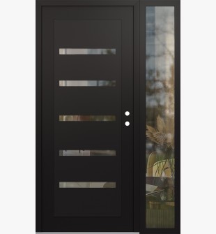 Diamond C7 48" x 80" black/black clear Glass Panel black LHI with Sidelite clear Glass