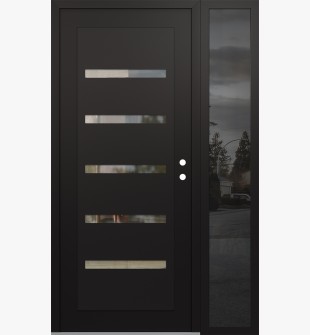 Diamond C7 52" x 80" black/black clear Glass Panel black LHI with Sidelite mirrored Glass