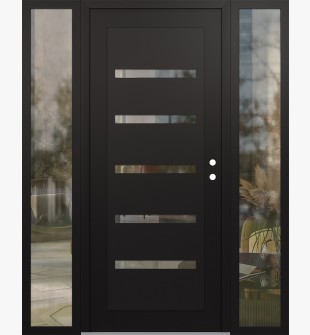 Diamond C7 60" x 80" black/black clear Glass Panel black LHI with 2 Sidelites clear Glass