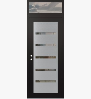 Diamond C7 36" x 96" black/black clear Glass Panel stainless steel RHI with Transom clear Glass