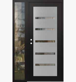 Diamond C7 52" x 80" black/black clear Glass Panel stainless steel RHI with Sidelite clear Glass