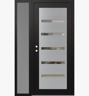 Diamond C7 50" x 80" black/black clear Glass Panel stainless steel RHI with Sidelite frosted Glass