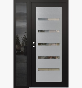 Diamond C7 48" x 80" black/black clear Glass Panel stainless steel RHI with Sidelite mirrored Glass