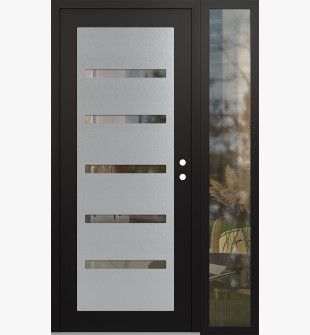 Diamond C7 48" x 80" black/black clear Glass Panel stainless steel LHI with Sidelite clear Glass