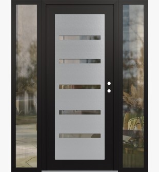 Diamond C7 68" x 80" black/black clear Glass Panel stainless steel LHI with 2 Sidelites clear Glass