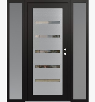 Diamond C7 60" x 80" black/black clear Glass Panel stainless steel LHI with 2 Sidelites frosted Glass