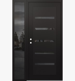 Diamond C7 50" x 80" black/black mirrored Glass Panel black RHI with Sidelite mirrored Glass