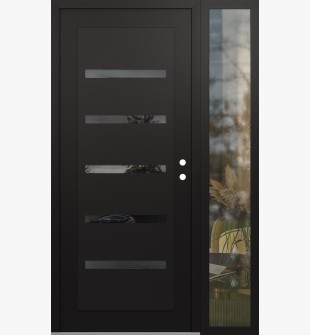 Diamond C7 52" x 80" black/black mirrored Glass Panel black LHI with Sidelite clear Glass