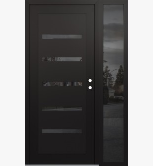 Diamond C7 52" x 80" black/black mirrored Glass Panel black LHI with Sidelite mirrored Glass