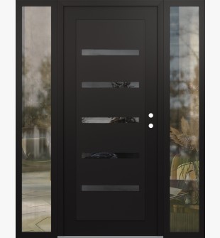 Diamond C7 68" x 80" black/black mirrored Glass Panel black LHI with 2 Sidelites clear Glass