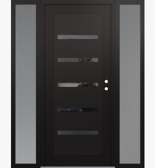 Diamond C7 64" x 80" black/black mirrored Glass Panel black LHI with 2 Sidelites frosted Glass