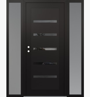 Diamond C7 68" x 80" black/black mirrored Glass Panel black RHI with 2 Sidelites frosted Glass