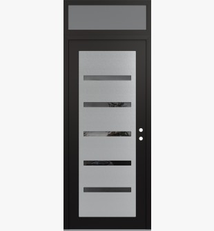 Diamond C7 36" x 96" black/black mirrored Glass Panel stainless steel LHI with Transom frosted Glass