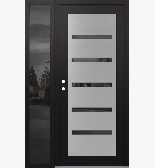 Diamond C7 52" x 80" black/black mirrored Glass Panel stainless steel RHI with Sidelite mirrored Glass