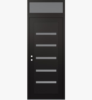 Diamond C7 36" x 96" black/white frosted Glass Panel black RHI with Transom frosted Glass