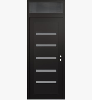 Diamond C7 36" x 96" black/white frosted Glass Panel black LHI with Transom mirrored Glass