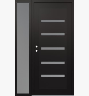 Diamond C7 52" x 80" black/white frosted Glass Panel black RHI with Sidelite frosted Glass