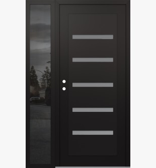 Diamond C7 50" x 80" black/white frosted Glass Panel black RHI with Sidelite mirrored Glass